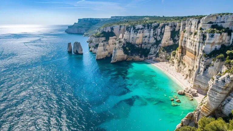 Découvrez ce trésor naturel : une plage française aux falaises ocres éblouissantes